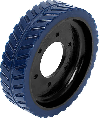 6” wheel of cast Iron coated with PU in skeleton tread