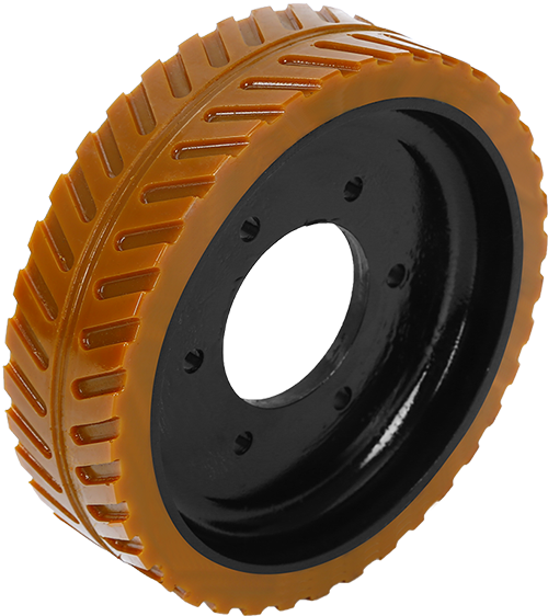 6” wheel of cast Iron coated with PU in skeleton tread
