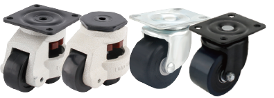 Low profile and level adjusting castors